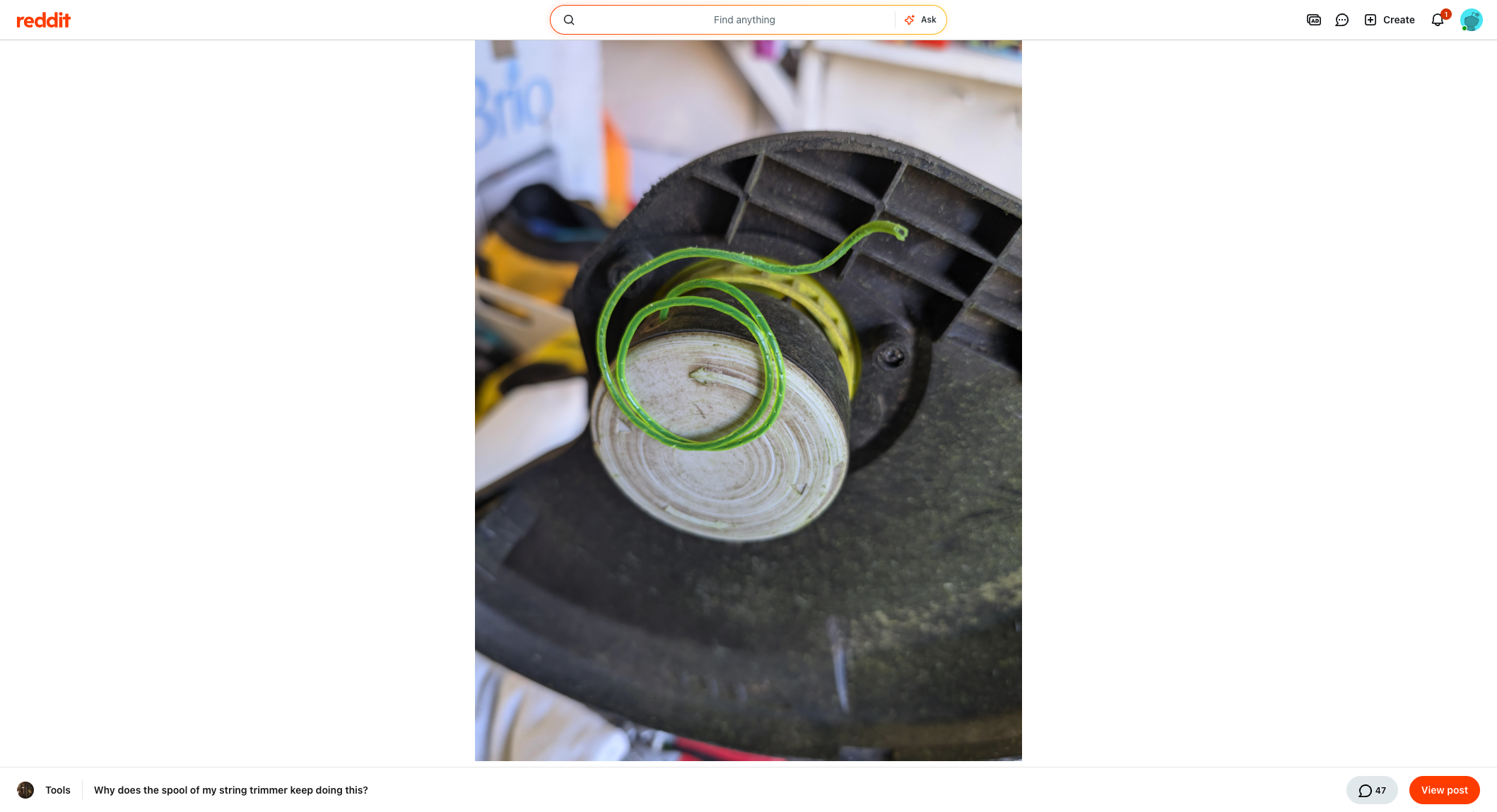 Trimmer line curling up on the spool