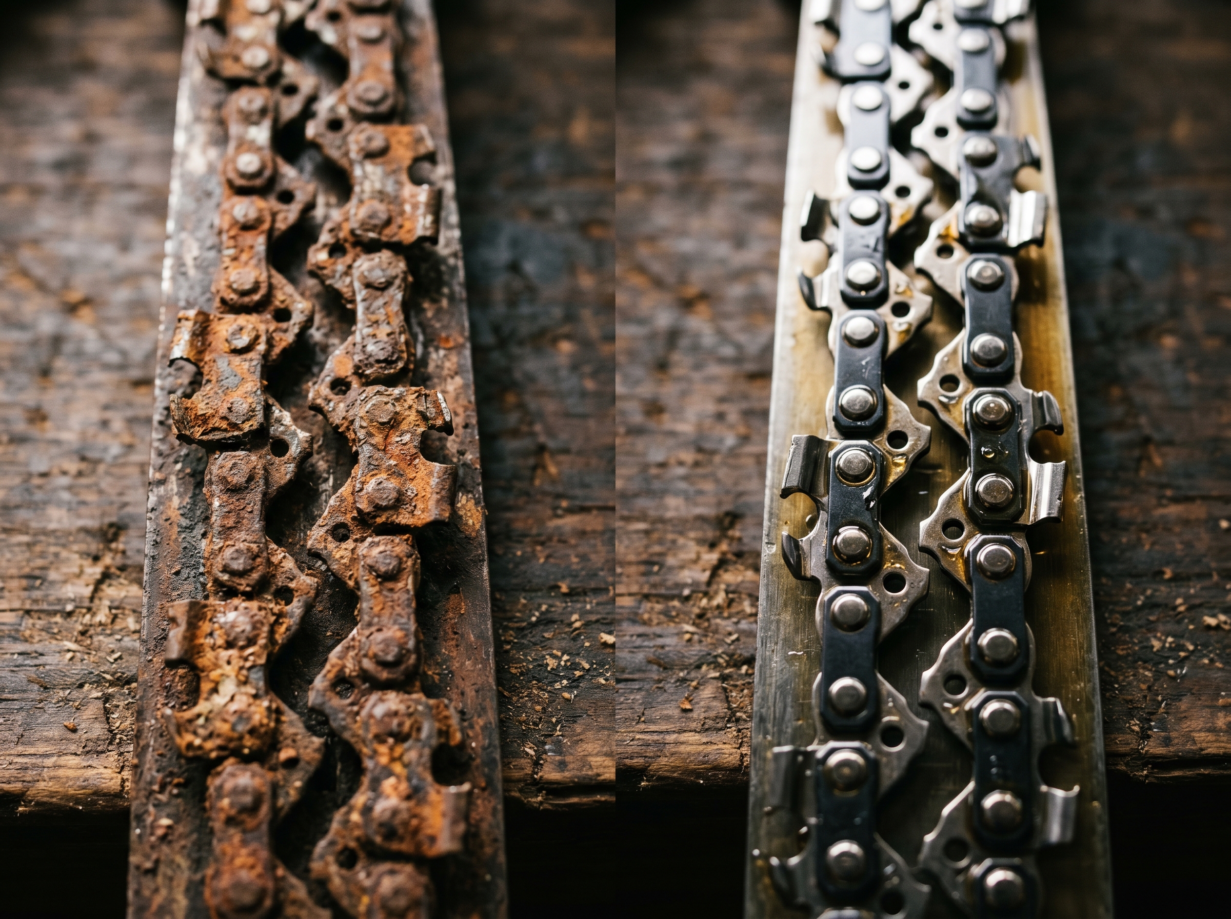 Chain with surface rust after winter storage