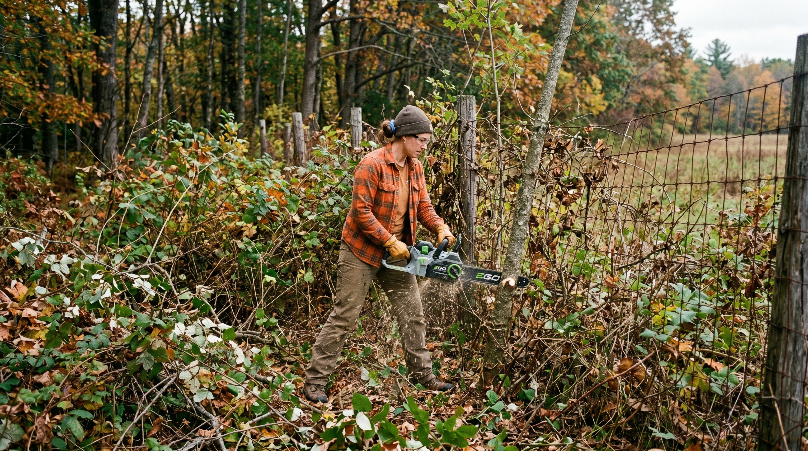 Property Line Clearing — Bar and Chain Setup for Mixed Brush and Small Trees