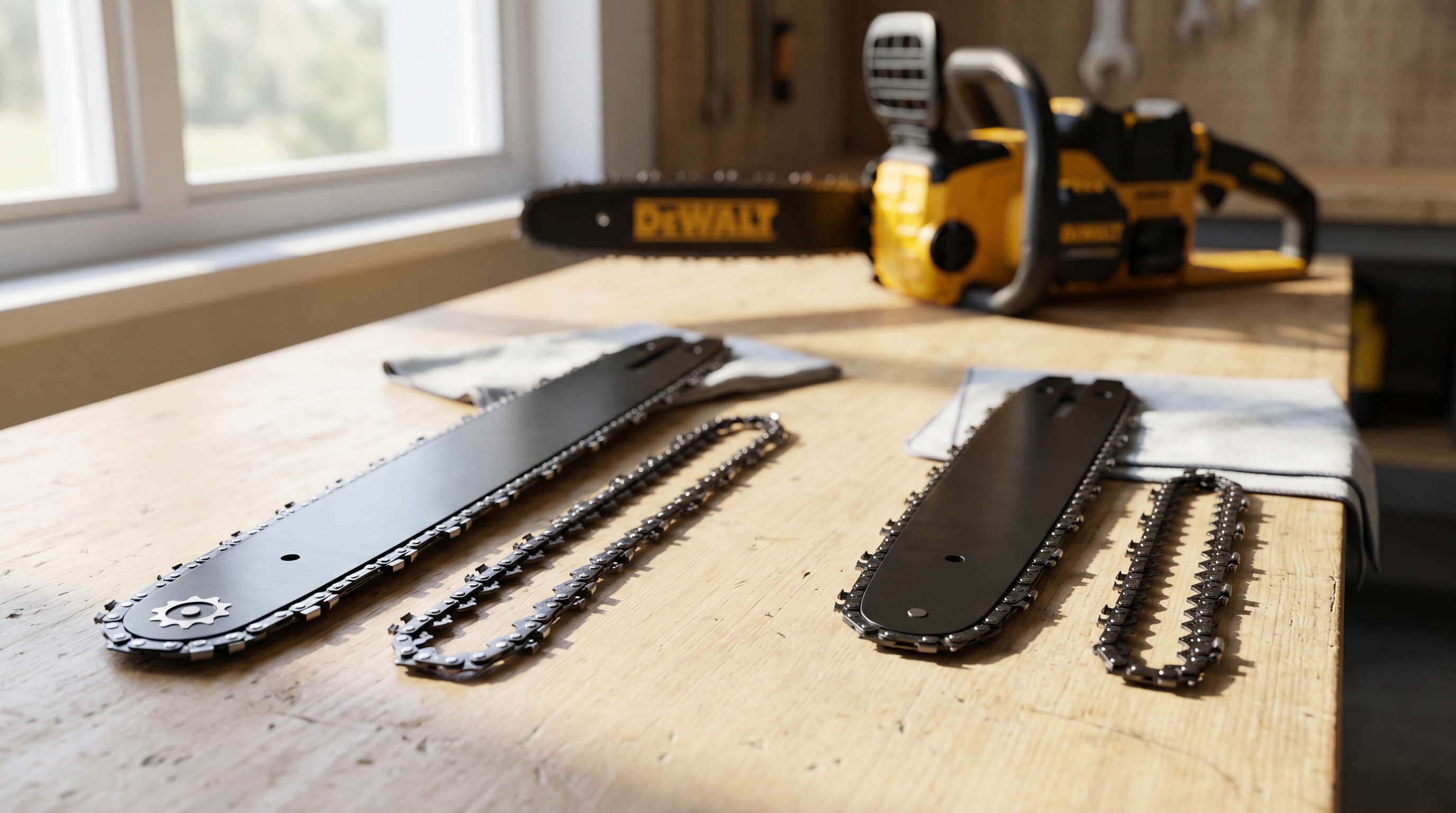 Cadena y Barra de Reemplazo de Motosierra DeWalt 60V MAX — DCCS677 vs Modelo Nuevo de 12 Pulgadas